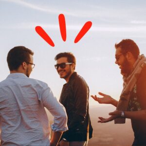 Drie mannen die het naar hun zin hebben